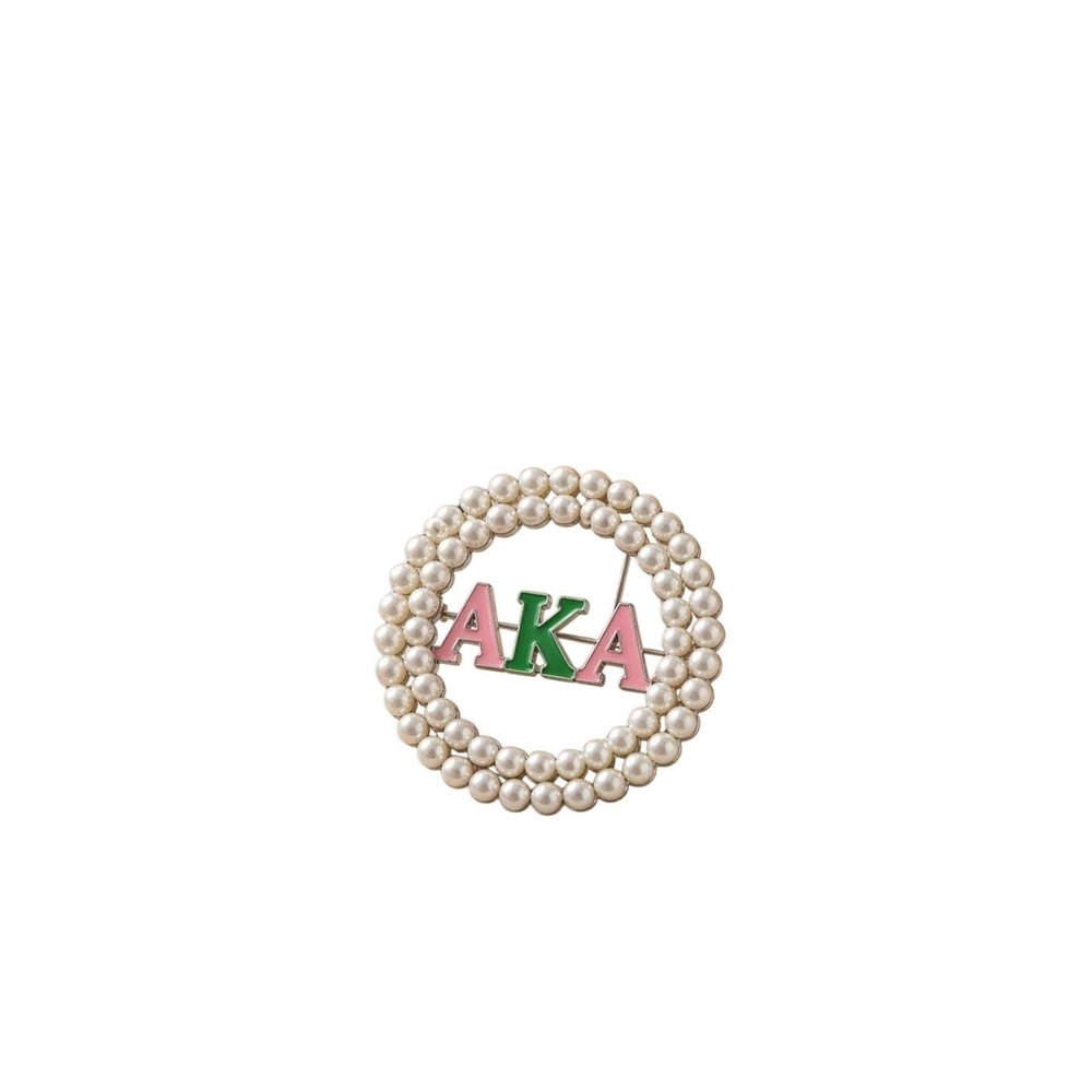 Alpha Kappa Alpha AKA Pearl Brooch Pin | Pink Green Sorority Gift | Founders Day